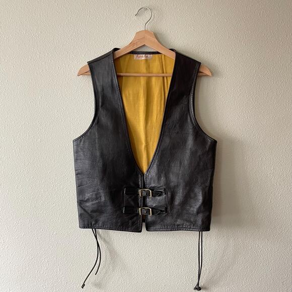 70's Vintage Brown Leather Vest Boho